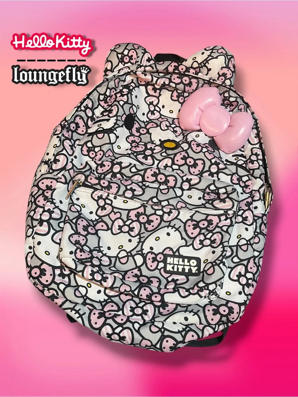 hello kitty 3d bow backpack Plush Face with Hello Kitty Hello Kitty Bow-Tastic 17" 3-Piece